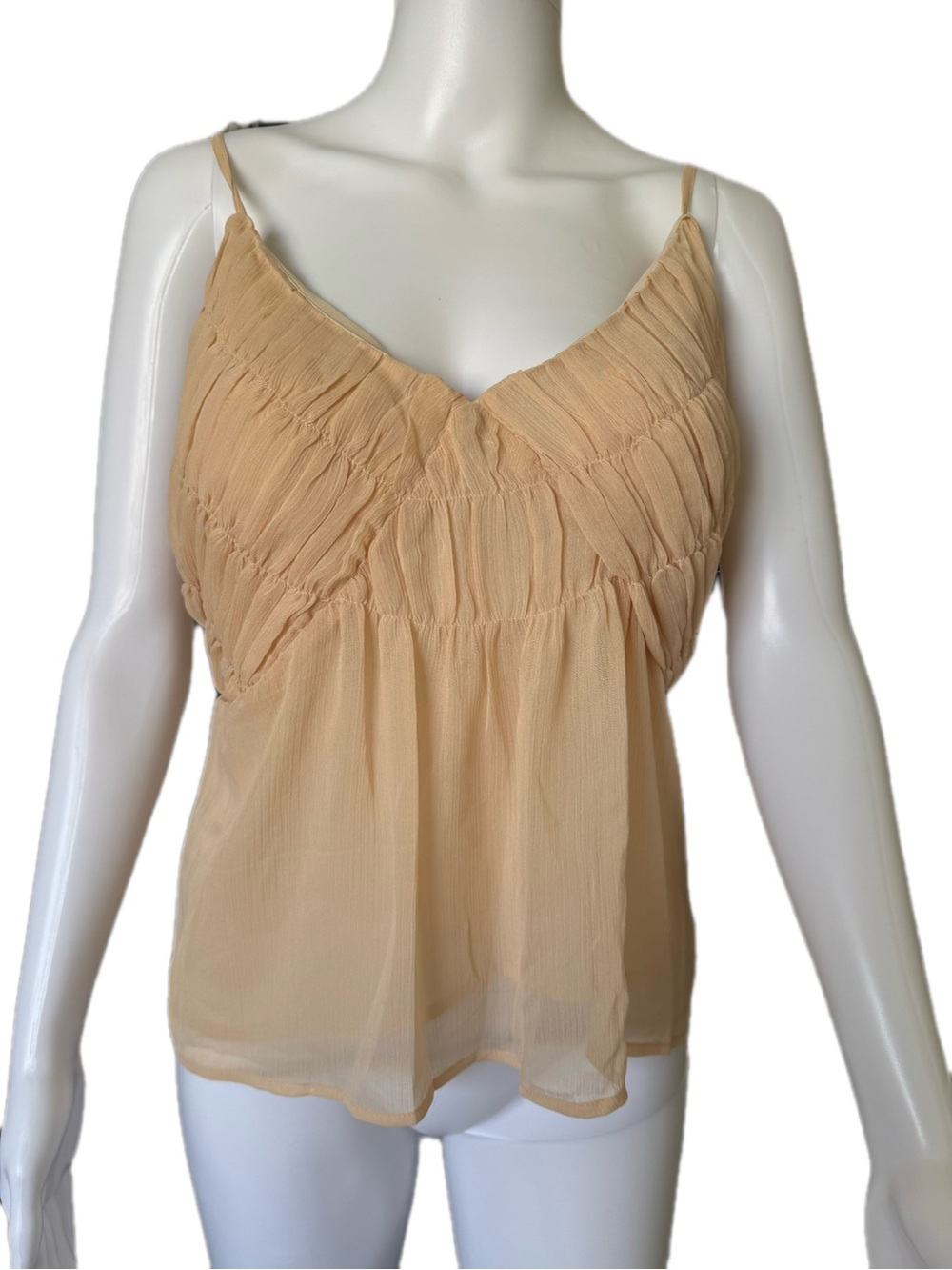 Robert Rodriguez Peach-Beige Chiffon Ruching Camisole